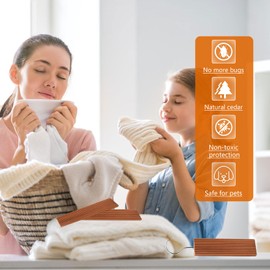 Set of 15 Hanging Blocks Cedar Wood Anti Mite for Textiles, Clothing, Chemical-Free, Natural Mite Trap for Cabinets, Drawers, Efficient Wardrobe Protection (Striped Shape)