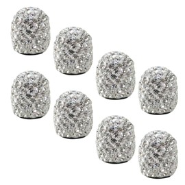 GRABOTE 8-Pack Handmade Crystal Rhinestone Tire Valve Stem Caps, Wheel Tire Valve, Dustproof Bling Car Accessories, Universal for Cars Trucks Motorcycles (White)