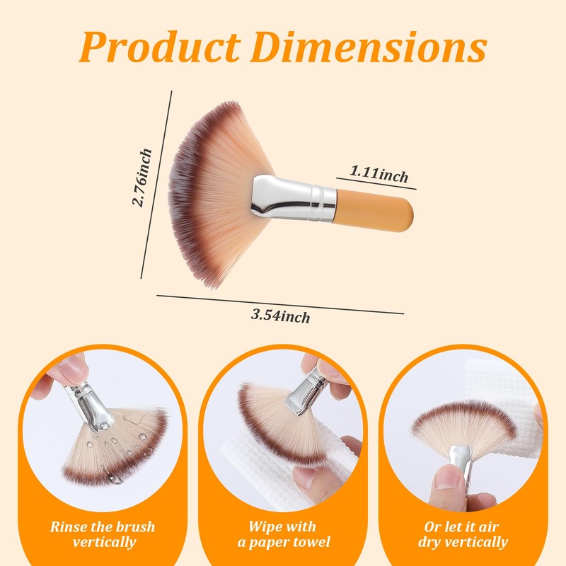 4PCS Fan Facial Brushes, Esthetician Fluffy Fan Blush Brush
