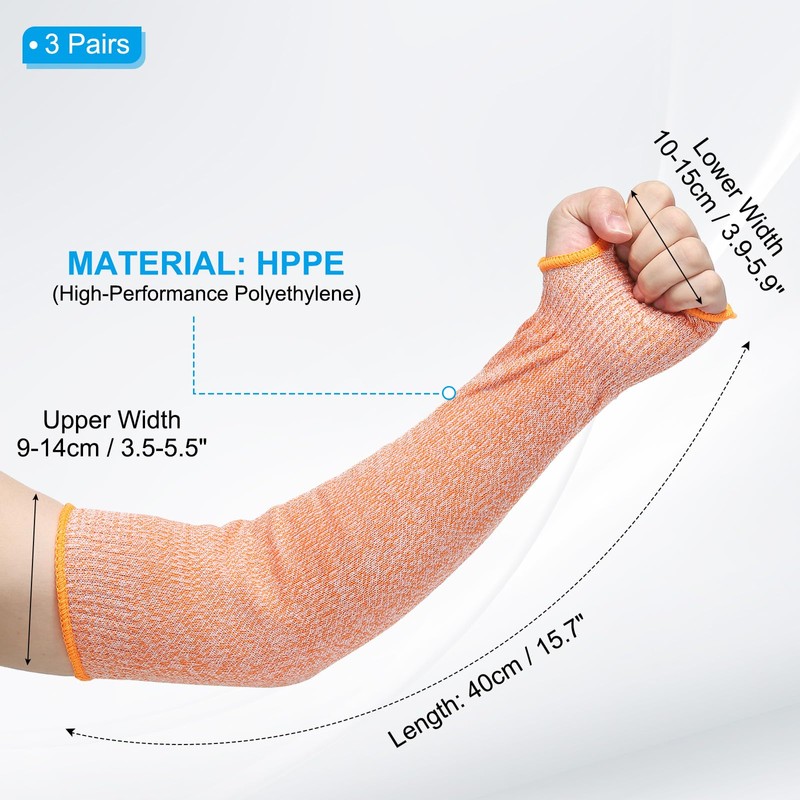 PATIKIL 16 Inch Cut Resistant Sleeve, 3 Pairs Arm Safety