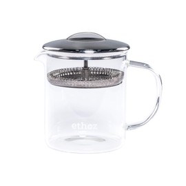 ethoz® Glass Tea Brewer – Premium Loose-Leaf Infuser, Borosilicate Chamber, Stainless Steel Strainer, 14 fl.oz. / 400 mL, Minimalist Design, Sustainable & Easy to Clean