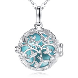 EUDORA Harmony Bola Tree of Life Angel Caller Pregnancy Women Necklace Guardian Angel Wishing Chime Mexico Ball Pendant for Future Mama Jewellry Gift for Women Mother Wife Sisters, 45inch + 30inch