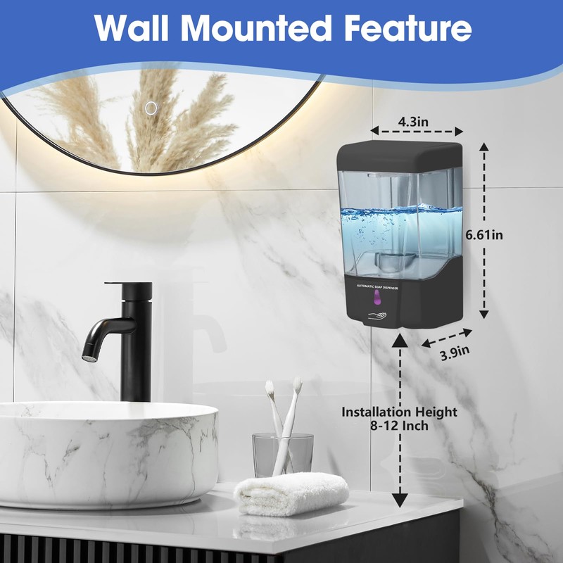 6 Pack Automatic Soap Dispenser,20oz/600ml Wall Mount Commercial Liquid Soap