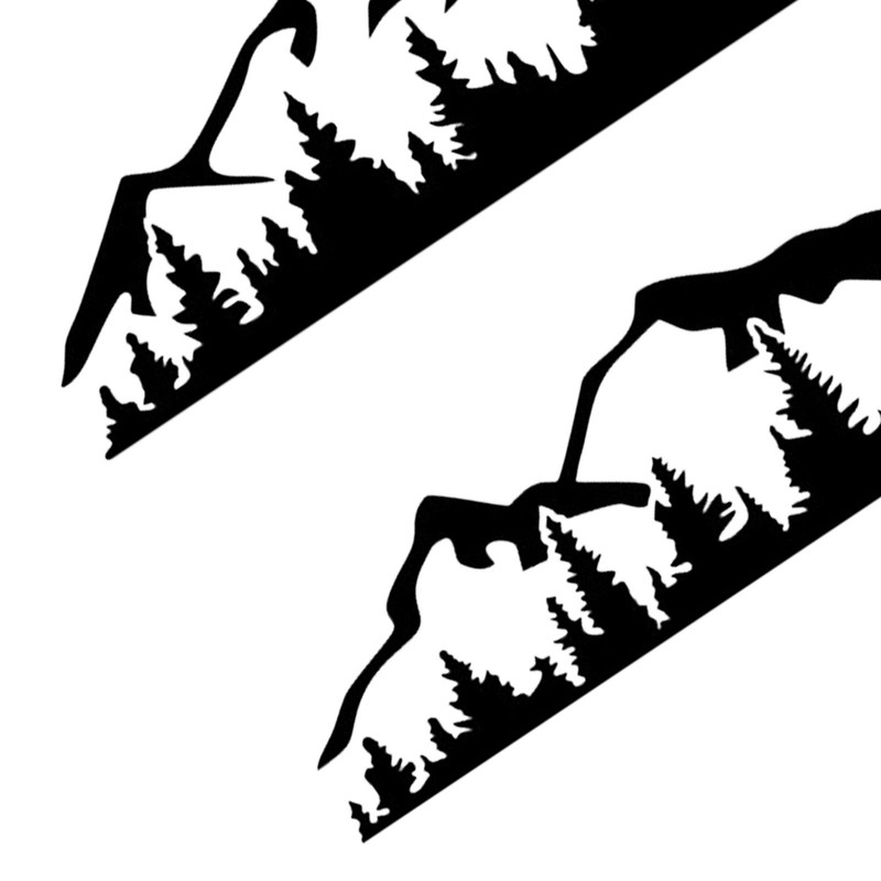 2PCS Car Decal Mountain Tree Forest Pattern Car Side Body