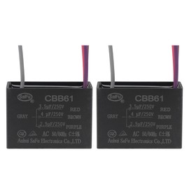 YOKIVE 2 Pack Ceiling Fan Capacitor CBB61 Metalised Polypropylene Film Capacitor Perfect for Fan Pumps Motors Running (3.5/4/2.5uF 250V AC 4 Wires 50/60Hz)
