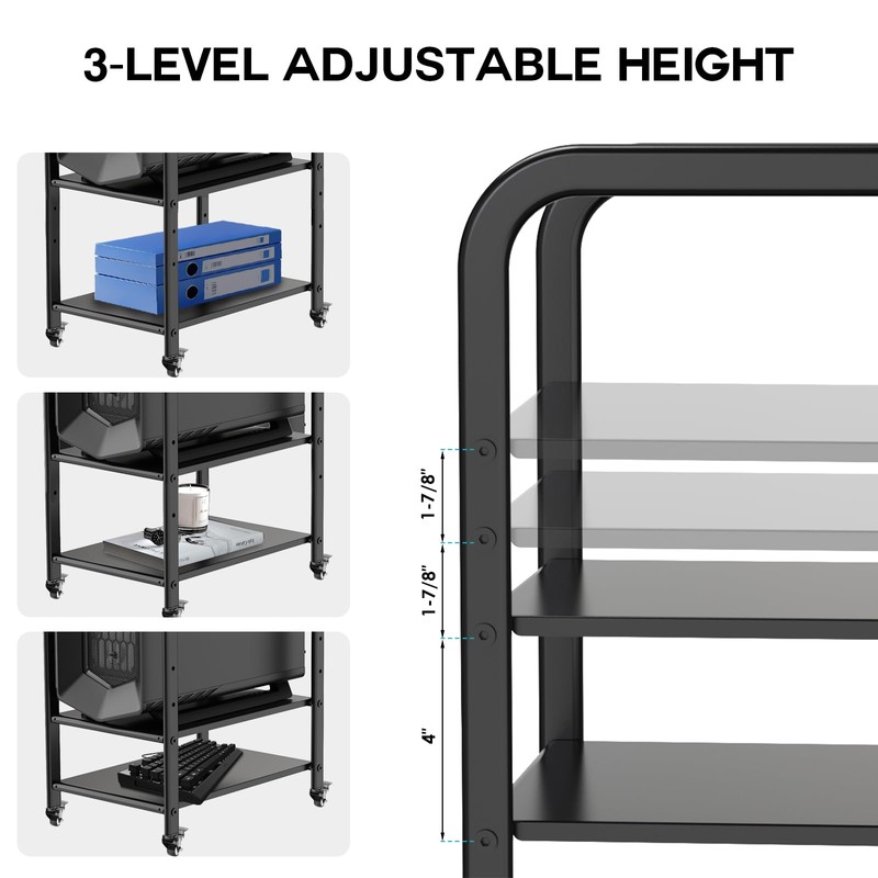 360Tonics Computer Tower Floor Stand, Height Adjustable PC Stand, 2-Tier