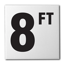 Ceramic Swimming Pool Waterline Depth Marker "8 FT" Smooth Finish, 4 inch Font