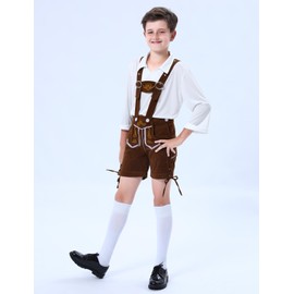 MOMBEBE COSLAND Children's Oktoberfest Costume Boys Lederhosen Outfit, brown