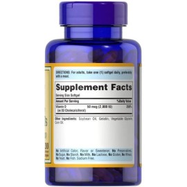 Vitamina D3 Puritans Pride 50mcg 2000iu 200ct La forma de vitamina D que se forma en la piel es una forma potente y activa de la vitamina D la...     