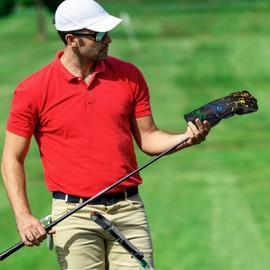 Big Teeth Golf Club Head covers Fairway Wood FW with Interchangeable Number Tag 3457X Balck PU Leather Colorful Skull Pattern Elastic Closure