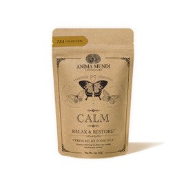 Anima Mundi Apothecary Calm Stress Relief Tonic Tea - Loose Herbal Blend Tea with Chamomile, Rose and Ashwagandha (2oz / 57g)