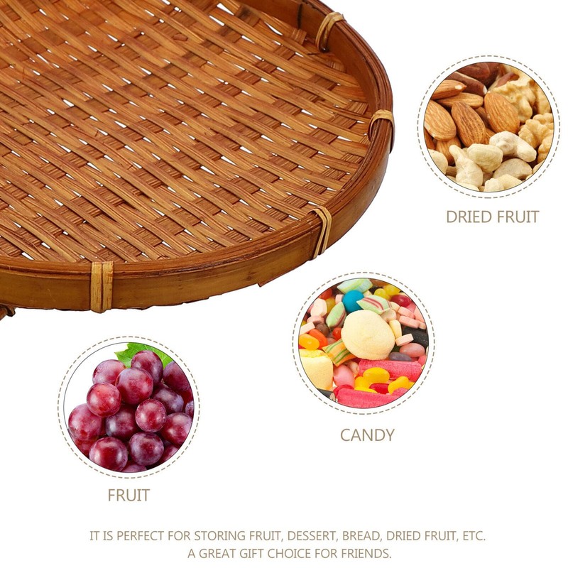 Cabilock Bamboo Easter Basket with Handles Woven Basket for Fruit