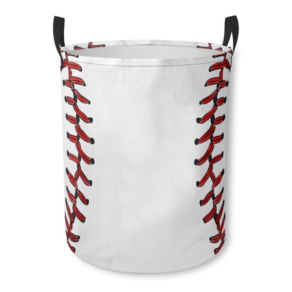 Laundry Basket Baseball Texture Pattern Collapsible Laundry Hamper with Handles