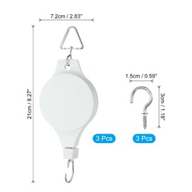 PATIKIL Plant Hanger, 8 Pcs Pulley Retractable Hanging with Ceiling Hook Indoor and Outdoor Plant Pots Holder, for Planters, Flower Basket, Bird Feeders, White