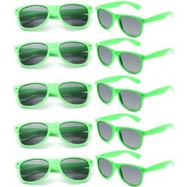 Fsmiling wholesale 80s neon coloured vintage classic party sunglasses., Pack of 10 green