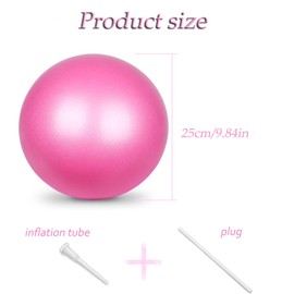 SUJIBHI 25cm Soft Pilates Ball Exercise Ball Yoga Ball Small Anti Burst Gym Ball for Yoga Pilates Fitness Physical Therapy Balance (Pink)