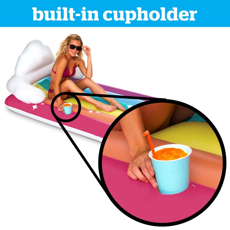 BigMouth Inc. Giant Rainbow Lounge Pool Float, Thick Vinyl Raft,