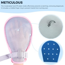 WONDSIGHIN Medical Restraint Mittens with Ties for Patients or Elderly, 2Pcs, Restraint Mitts Restraint Gloves with Built-in Grab Plate and Finger Ring, Anti Scratch and Dementia for Adults, Pink