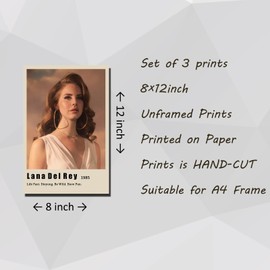 KOURT Lana Poster Del Rey Limited Edition Posters (Set of 3) Unframed 8 in x 12 in (20 x 30 cm)