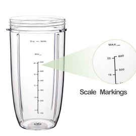 Replacement Cups for Nutribullet Blender N12-1001, NBR-0601, NBR-0801, NBR-1201, NB9-0901, NB9-1201, NB9-1301, NB-101B, NB-201, NB-202, NB-205 (32OZ)