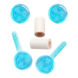 Lazzybeauty Ice Balls, Blue Ice Ball for Facial, Cold Freezer Face Tools for Home, Cooling Glass Ball Roller, Face Massager, CryoSticks, Ice Roller, Globe for Face and