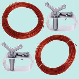 Adozsb Pool Cover Cable Winch for Securing Above Ground Swimming Pool Covers Cable Kit Pool Closing Wire Ratchet Plastic Coated Steel Cable and Winch