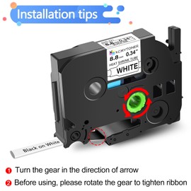 KCMYTONER 2 Pack Compatible for Ptouch HSe-221 HSe221 HS-221 HS221 8.8mm 0.34" Black on White Heat Shrink Tube Label Tape for Wire Cable use in PT-D220 PT-J100 PT-P300BT PT-P710BT GL100
