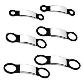 6 Pcs Black Stainless Steel Silicone Slide On Silent Pet ID Tags, S M L 3 Sizes Cat Dog Name Plate, Quiet Silicone Band Pet Collar Tag (Black)