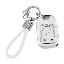 PIFOOG - Funda de llave para TPU suave para llaves de coche con llavero de coche brillante, accesorios para Suburban Tahoe GMC Yukon, llavero femenino para mujeres y hombres