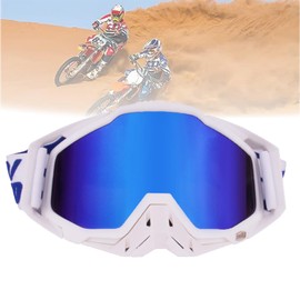 Jilskl Motocross Goggles with Mirrored, Motocross Leather Glasses, Motorcycle Goggles Suitable for Motorcycles, Racing Cars, Off-Road Racing, Off-Road Motorcycles, Mountain Bikes, Ski or Open Helmets
