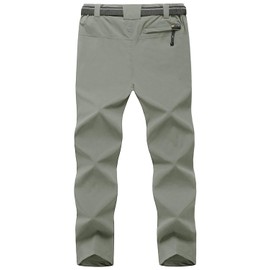 TBMPOY Men's Outdoor Lightweight Windproof Belted Quick-Dry Hiking Pants Thin Sage Green M
