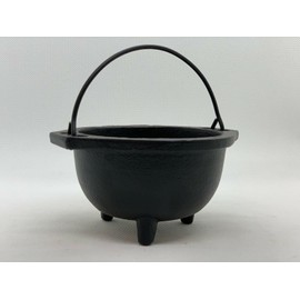Cast Iron Cauldron with Handle, Witches Cauldron, Great for Use with Charcoal Incense, Smudge Sage (Large 4.25 Inches)