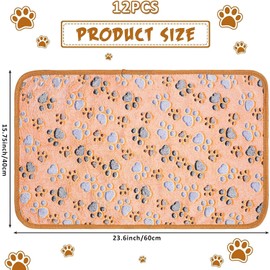 12 Pieces Pet Blanket Soft Fleece Dog Blanket Fluffy Doggie Blanket Warm Felt Throw Blanket Cute Paw Print Throw Blanket Puppy Kitten Sleep Mat Bed Covers for Dog Puppy Cat (3 Colors)
