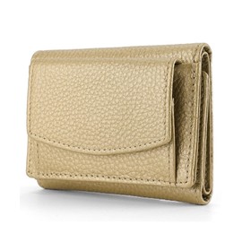 Stellabart Women's Small Wallet, Mini Wallet, Holds 7 Cards, Genuine Leather, Smart Wallet, Cowhide Leather, Thin and Light, Lightweight, Compact, Coin Purse, Small, champagne gold