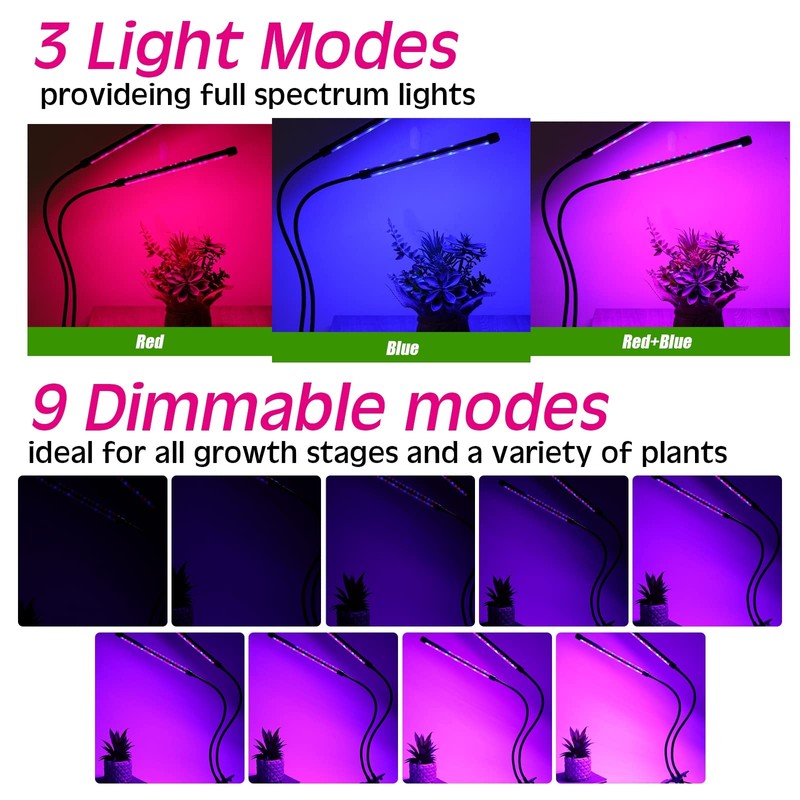 4 Pack LED Grow Lights for Indoor Plants, Full Spectrum