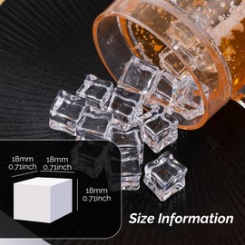 Thfaeyta 20Pcs 18mm Square Reusable Ice Cubes, Plastic Fake Ice Cubes for Vase Fillers, Table Scatter, Party Favor, Wedding Decoration, Photography Props, Food Display, DIY crafts