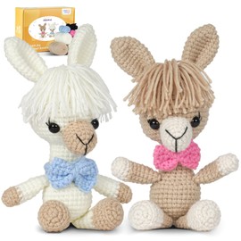 MOREJMTT - Kit de ganchillo para principiantes, kit de tejer, equipado con tutoriales en video paso a paso, kits de ganchillo para adultos, kit de animales de ganchillo (2 unidades, Alpaca)