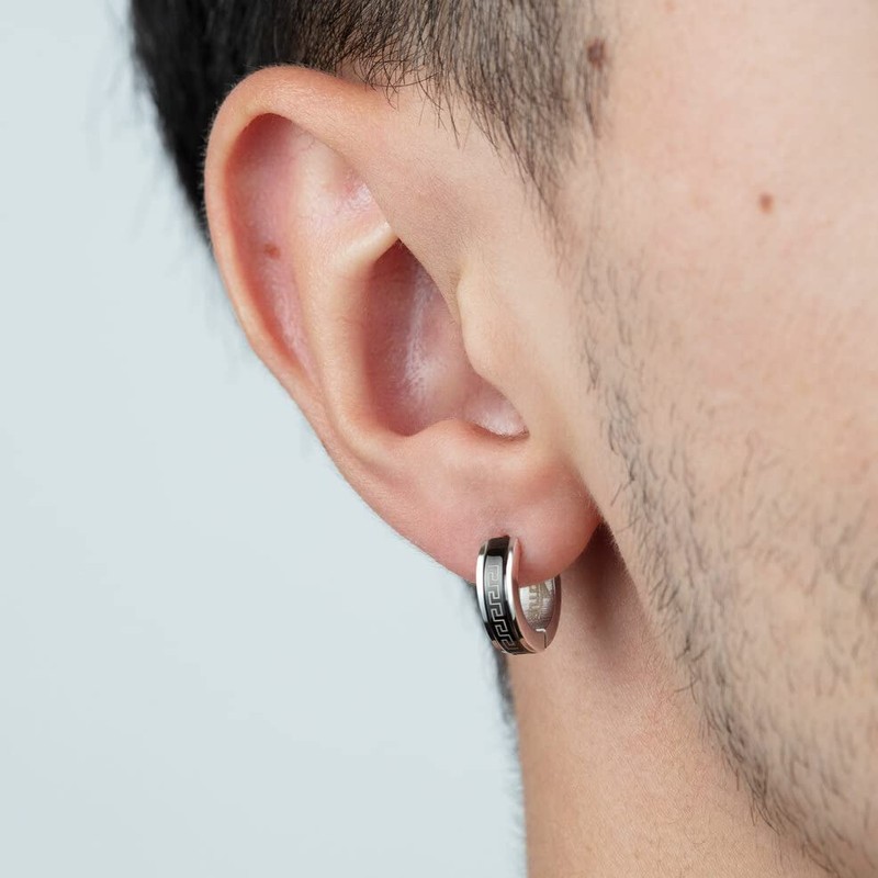 Aretes Lotus Style para Caballero en Tono Plateado