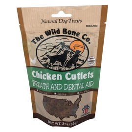 Wild Bone Company Chicken Cutlets Breath and Dental Aid Dog Treats, 3 Ounces, Made in The USA (092015)