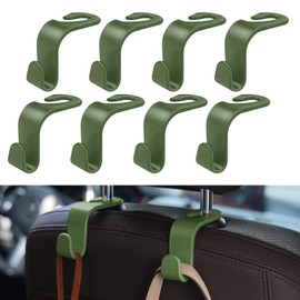MEALAM 8 Pack Car Seat Headrest Hooks with 44 Pounds Load Capacity, Hangers Storage Organizer Universal Car Interior Accessories for Handbags Water Bottles Purse Coats Umbrellas, Green