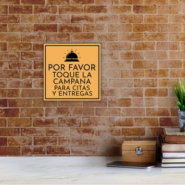 Square Plus Por Favor Toque La Campana Para Citas y Entregas Wall or Door Sign | Spanish | Health & Safety Warehouse Business Signage -Small