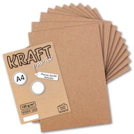 Vintage Kraft Paper DIN A4 120 g/m², Brown Recycled Paper, 100 % Organic Writing Paper