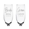 Personalize It Engraved Champagne Glasses Set for the Bride and