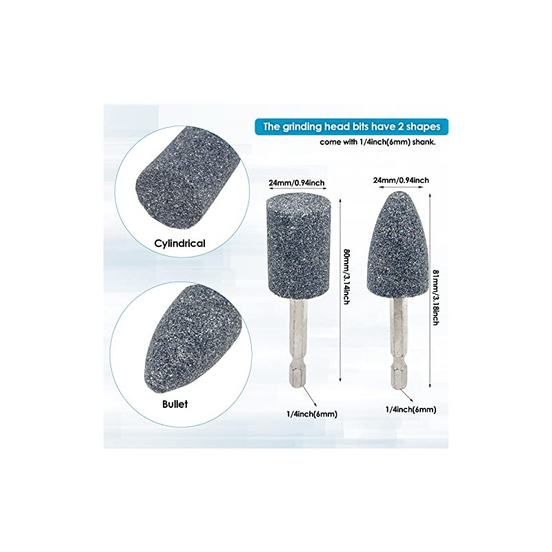 4pcs 1/4Inch Shank Rotary Grinding Stone Bits,Mounted Points Abrasive Stone