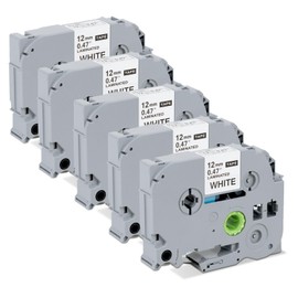 TZe231 Replacement for Brother Label Maker Tape 12mm 0.47 Laminated White for P Touch Label Maker PTH110 PTD220 PTD210 PTH111 P Touch Label Tape 1/2 Inch, Black on White, 4 Packs