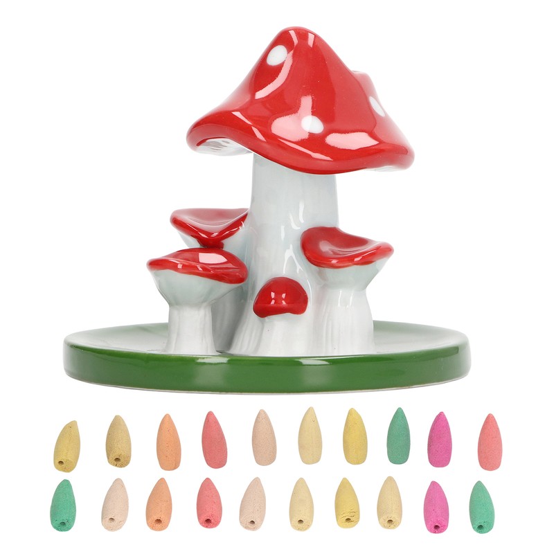 Mushroom Backflow Incense Burners Cute Waterfall Incense Holder with 20