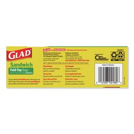 Glad 60771 Fold-Top Sandwich Bags, 6 1/2 x 5 1/2, Clear, 180 per Box, 12 Pack