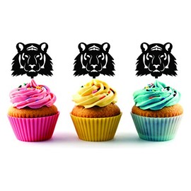 Tiger Head Silhouette Acrylic Cupcake Toppers 12 pcs