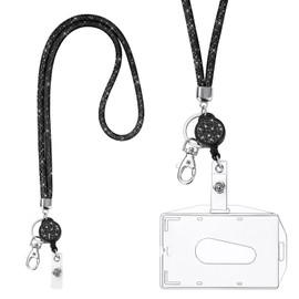 Vicloon Vicloon Lanyard mit Kartenhalter, Kristall Lanyard Halskette mit Transparent ID Karten Halter, ID Card Holder Abzeichen Kit für Schlüsselanhänger und ID
