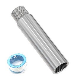 FOCMKEAS Shower Head Extension Arm Extender Stainless Steel 3/4PT Male to 3/4PT Female Thread, 4"/100mm Length Cast Pipe Fitting Coupler, Extension Tube Bathroom Accessory